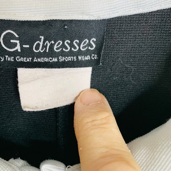 Vintage Black White Collared Dress Sz Large - Picture 9 of 9